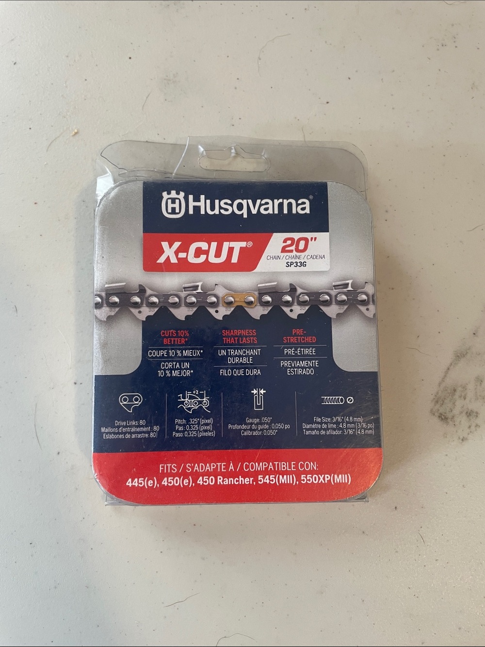 Husqvarna X-CUT 20" Replacement Chainsaw Chain - Silver/Red Packaging